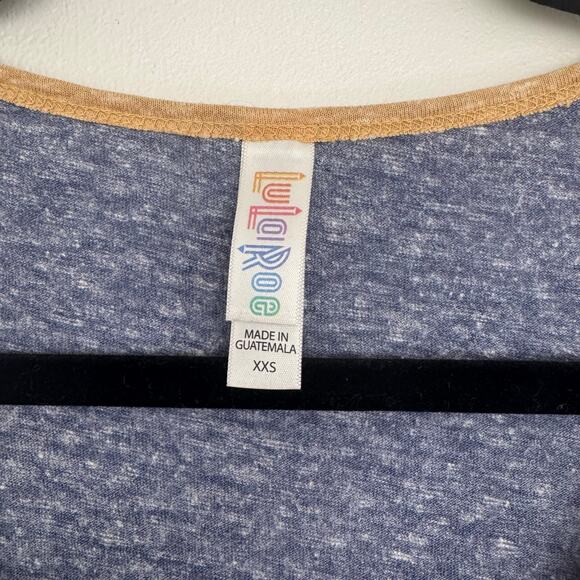 Lularoe Classic Ringer Tee in Heathered Blue/Yellow - Picture 6 of 6